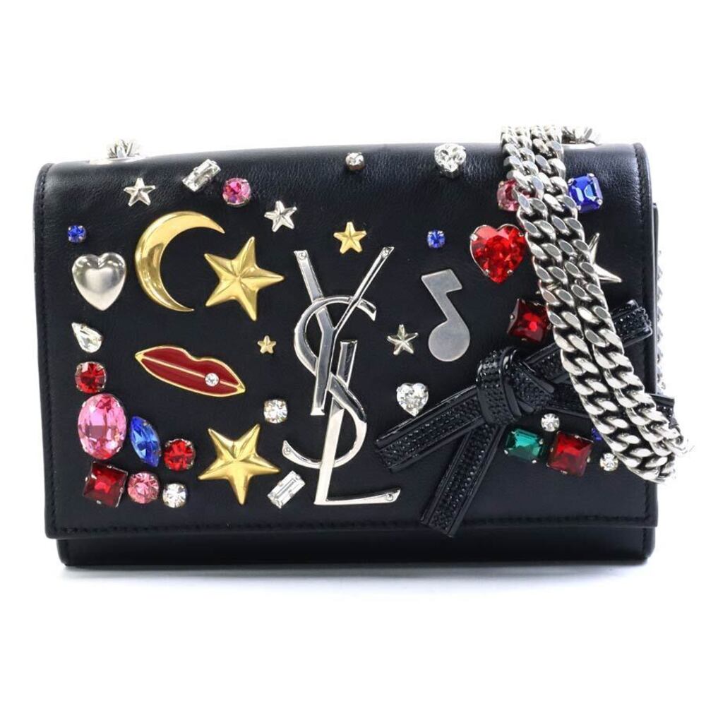Saint Laurent Crossbody Bag leather metal black silver multicolor